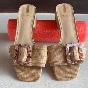 Sam Edelman Beige Mules with Tortoise Buckle